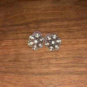 Bronze/Diamond Floral Studs